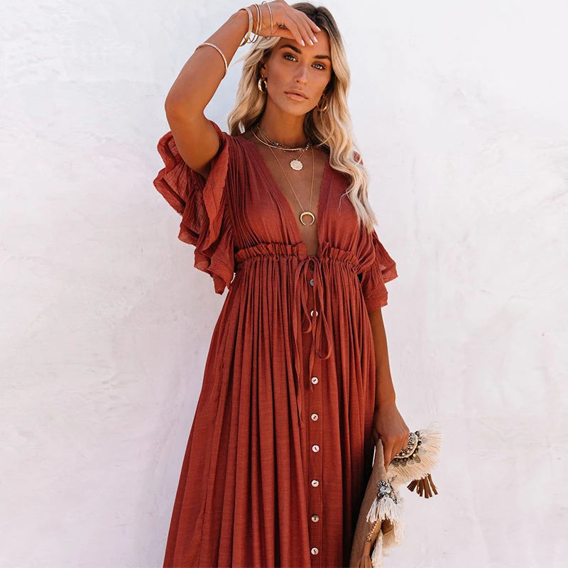 Eléonore | Vestido Largo Chic Bohemio – Elegancia Desenfadada y Refinada