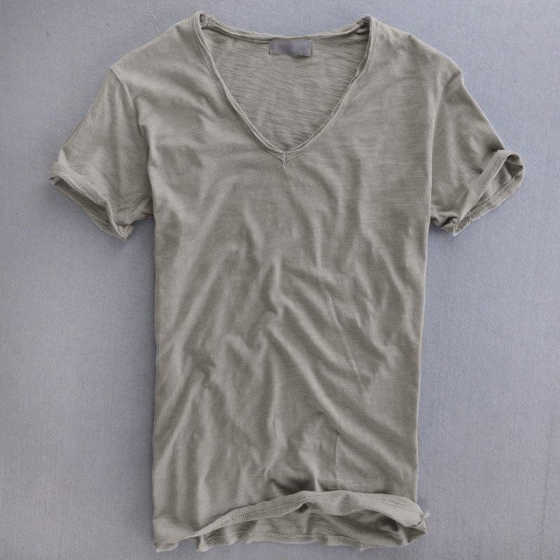Viktor | Camiseta de Cuello en V de Manga Corta Corte Amplio
