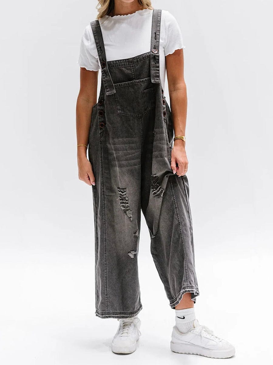 Lucie | Loose Sleeveless Denim Overalls
