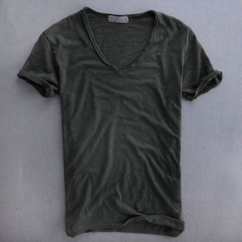 Viktor | Camiseta de Cuello en V de Manga Corta Corte Amplio