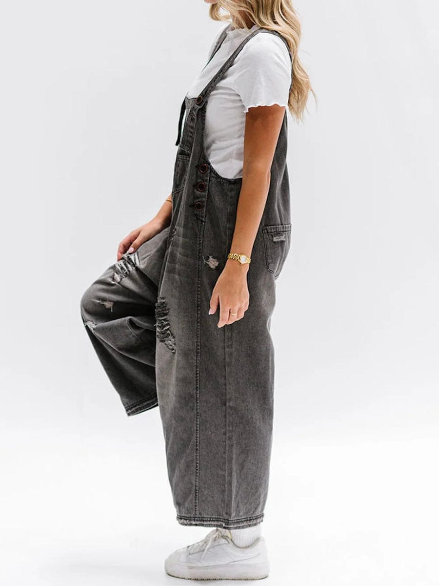 Lucie | Loose Sleeveless Denim Overalls