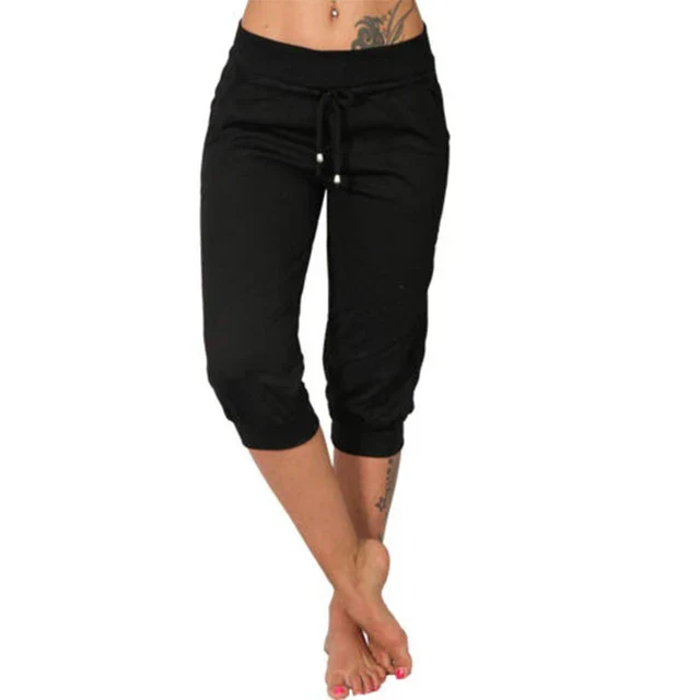 Delphine | Pantacourt met Trekkoord en Elastische Taille