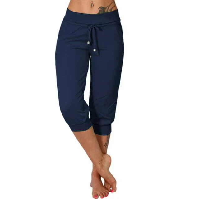 Delphine | Pantacourt met Trekkoord en Elastische Taille