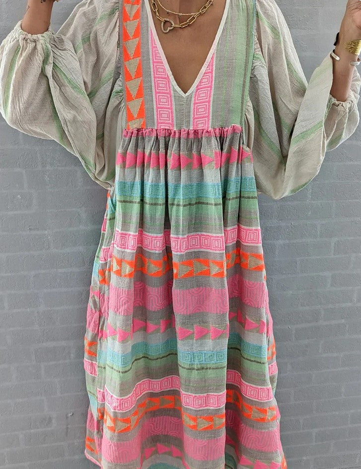 Gaëlle-Pink | Long Sleeve Dress – Summer and Trendy Look