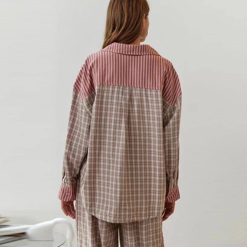 Lucienne | Pyjama Confort & Style à Carreaux Contrastés