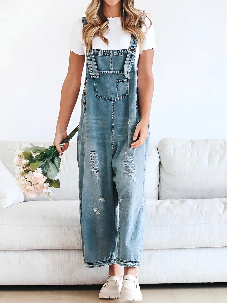 Lucie | Loose Sleeveless Denim Overalls