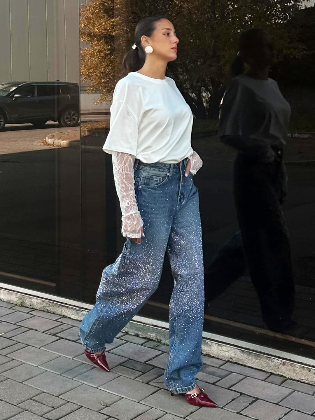 May | Pantalon Mode – Coupe Relax Et Finitions Brillantes