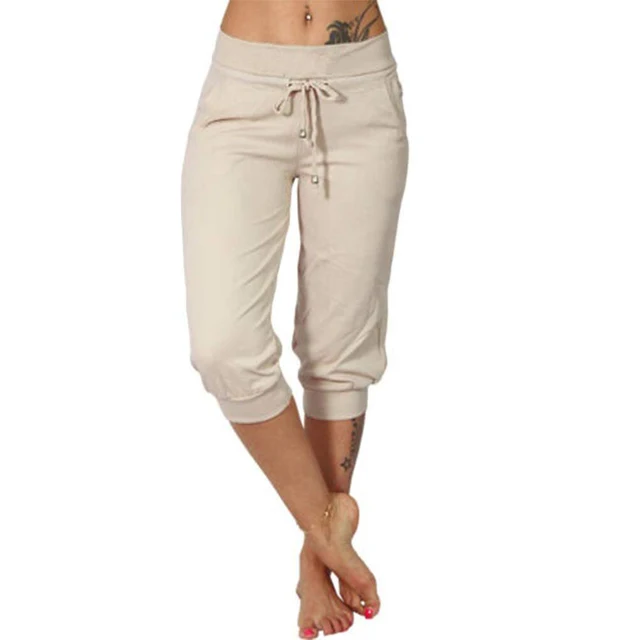 Delphine | Pantacourt met Trekkoord en Elastische Taille