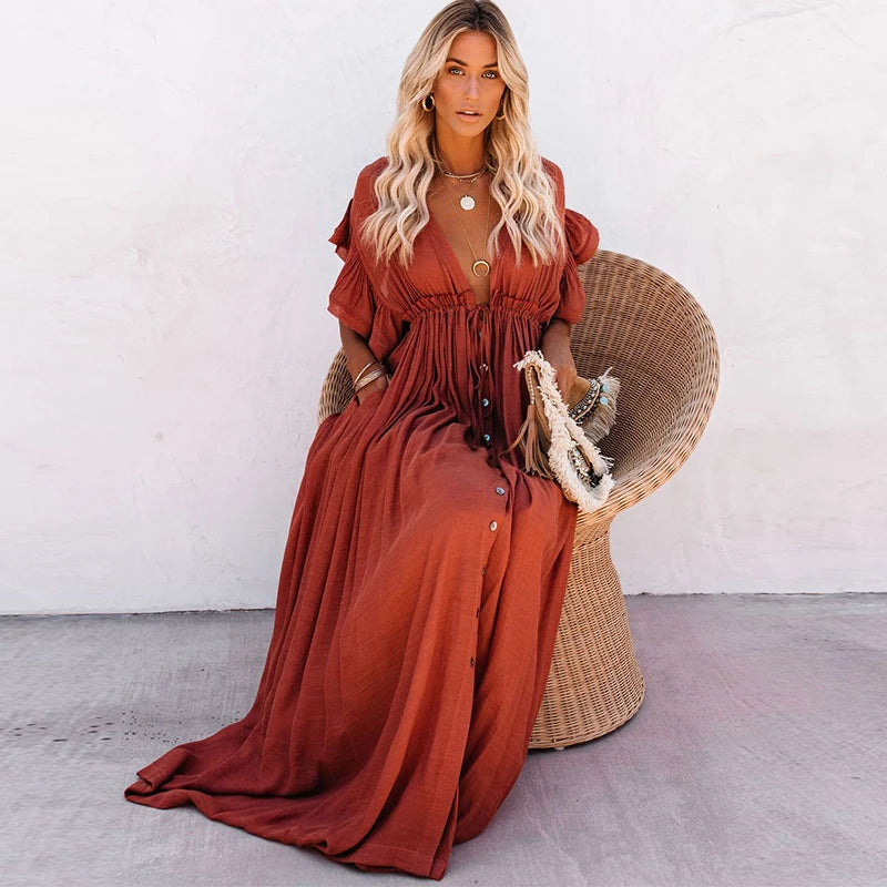 Eléonore | Vestido Largo Chic Bohemio – Elegancia Desenfadada y Refinada