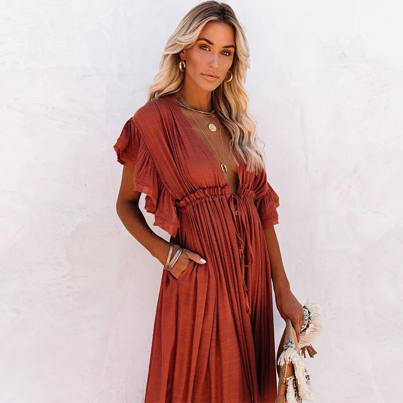 Eléonore | Vestido Largo Chic Bohemio – Elegancia Desenfadada y Refinada
