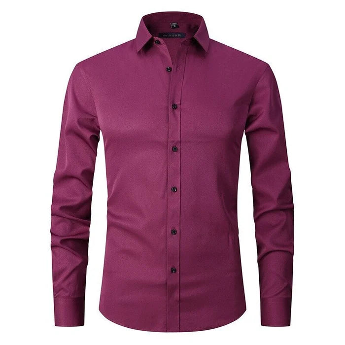 Henri | Camisa Ajustada de Cuello Clásico de Manga Larga