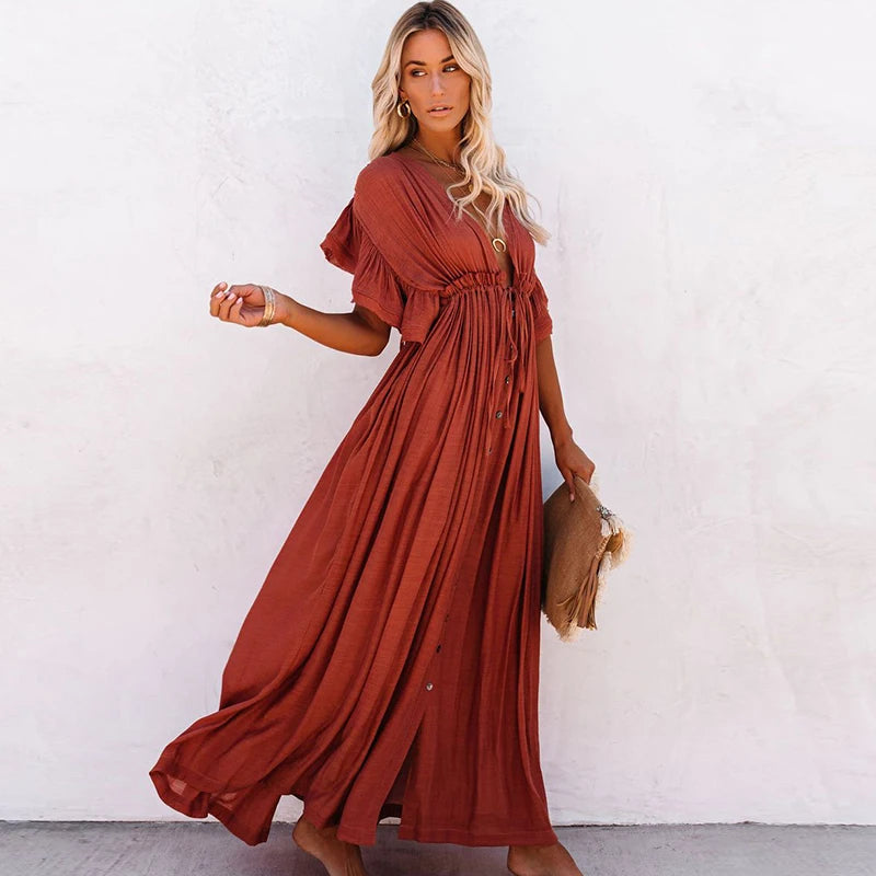 Eléonore | Vestido Largo Chic Bohemio – Elegancia Desenfadada y Refinada