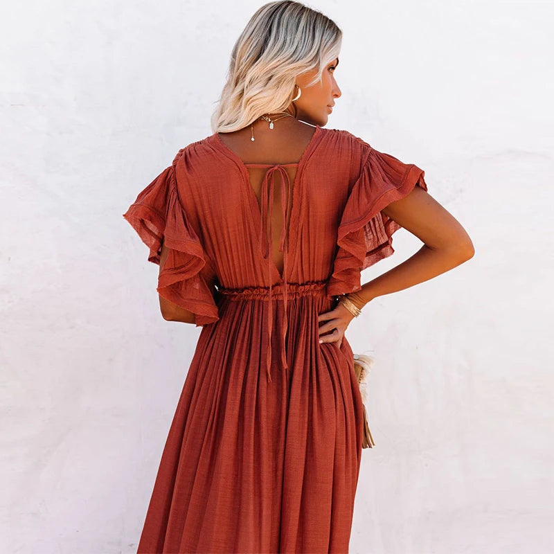 Eléonore | Vestido Largo Chic Bohemio – Elegancia Desenfadada y Refinada