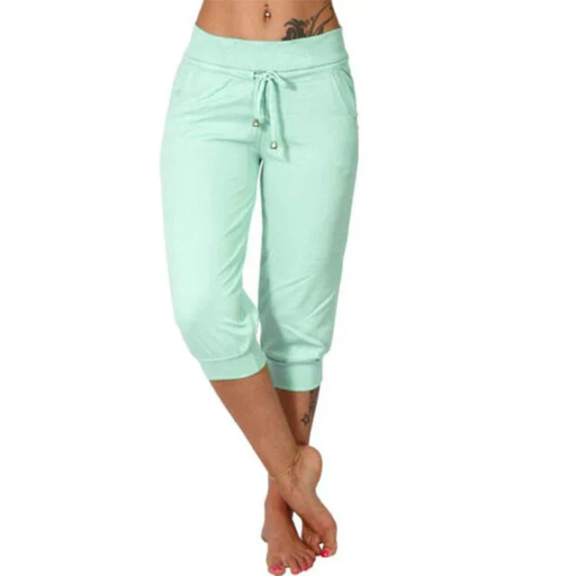 Delphine | Pantacourt met Trekkoord en Elastische Taille