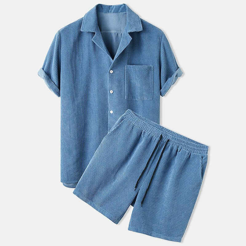 Emirhan | Set med texturerad skjorta och shorts för män 