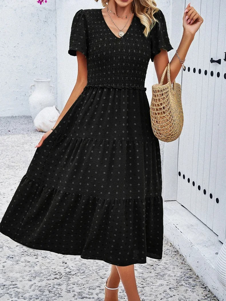 Sophie | Bohème Chic Kleid mit kurzen Ärmeln 