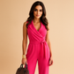 Lamia | Elegant jumpsuit med belte å knyte og V-hals 