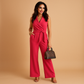 Lamia | Elegant jumpsuit med belte å knyte og V-hals 