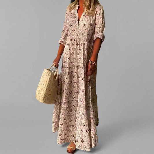 Chiara | Abito Lungo Bohemien – Comfort e Eleganza Naturale 