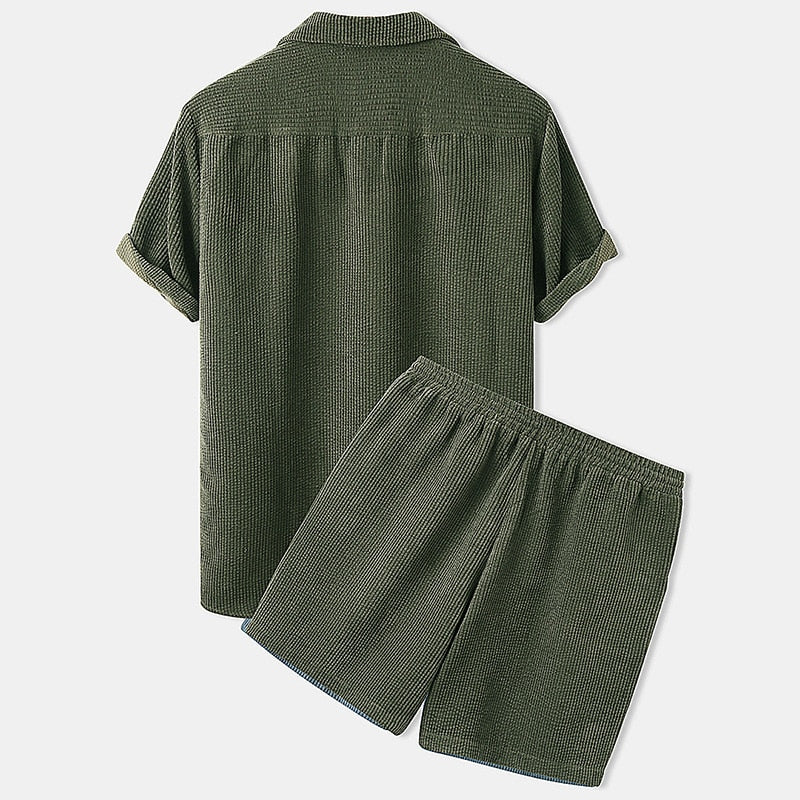 Emirhan | Set med texturerad skjorta och shorts för män 