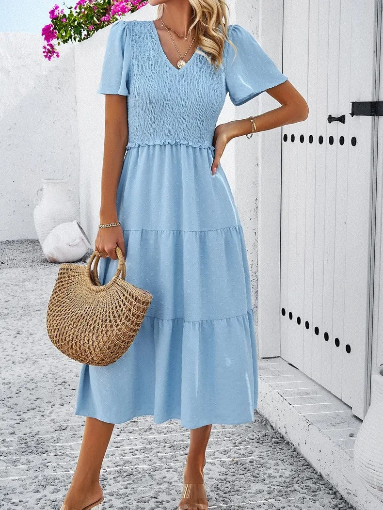 Sophie | Bohème Chic Kleid mit kurzen Ärmeln 