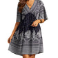 Ivana | Boho Kleid mit V-Ausschnitt und Druck 