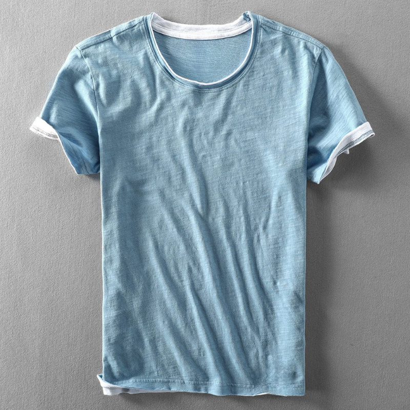 Fabio | T-Shirt mit Rundhalsausschnitt und sichtbaren Ärmelsäumen 