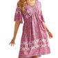 Ivana | Boho Kleid mit V-Ausschnitt und Druck 