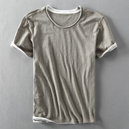 Fabio | T-Shirt mit Rundhalsausschnitt und sichtbaren Ärmelsäumen 