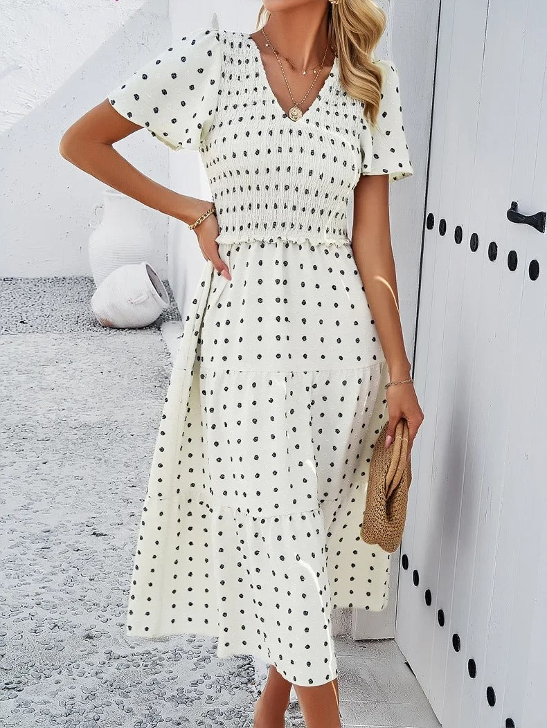 Sophie | Bohème Chic Kleid mit kurzen Ärmeln 