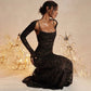 Ninon | Vestido Largo De Encaje Con Cuerda De Ajuste Y Chal 