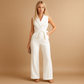 Lamia | Elegant jumpsuit med belte å knyte og V-hals 