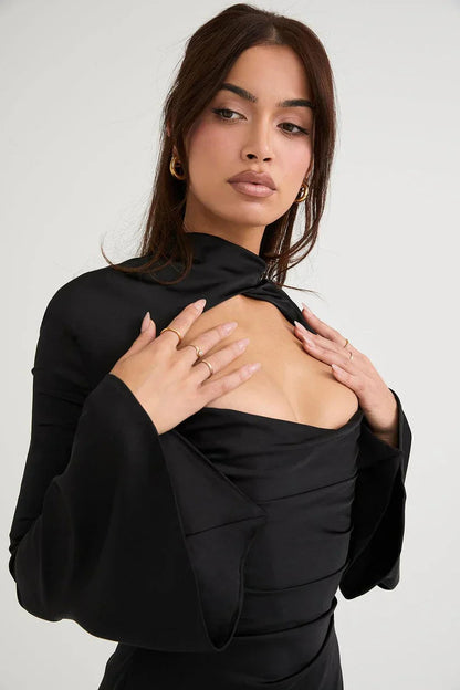 Paulette | Cocktail Dress With Cutout and Long Sleeves 
