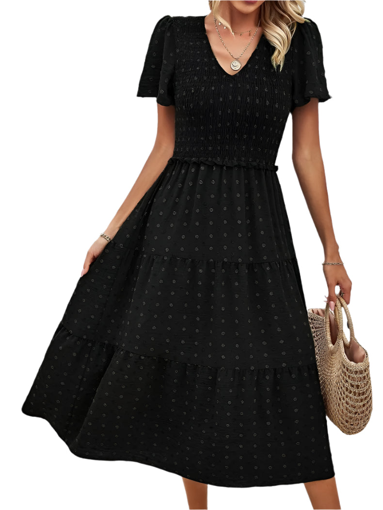 Sophie | Bohème Chic Kleid mit kurzen Ärmeln 